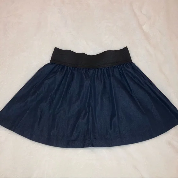 Miley Cyrus Max Azria Navy Blue Chambray Preppy Circle Skater Mini Skirt Medium - Picture 6 of 12